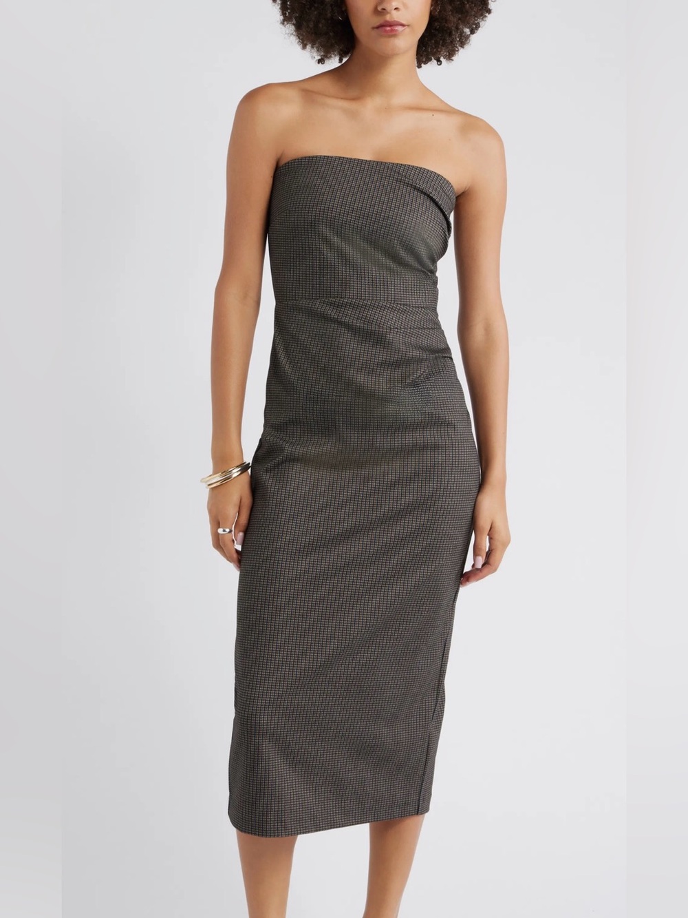 Open Edit Strapless Midi Dress